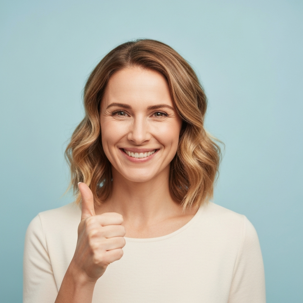 Frau mit Daumen nach oben